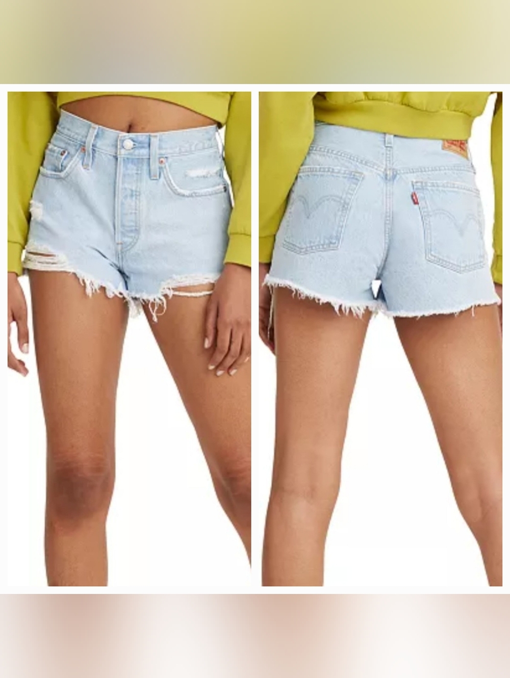 Levi's 501 Original Women's High-Rise Distressed Jean Shorts 32x2* Raw Hem EUC